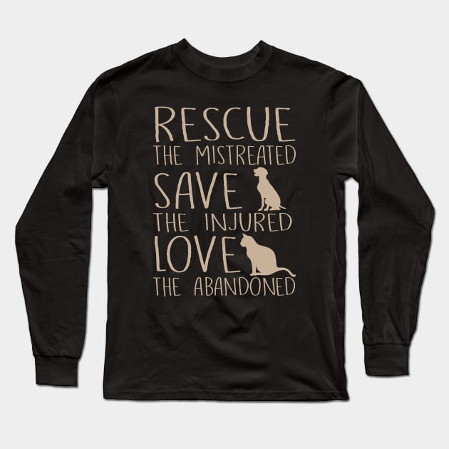 Rescue Save Love Pet Adoption Rescue Animals Long Sleeve T-Shirt by Wishtopia